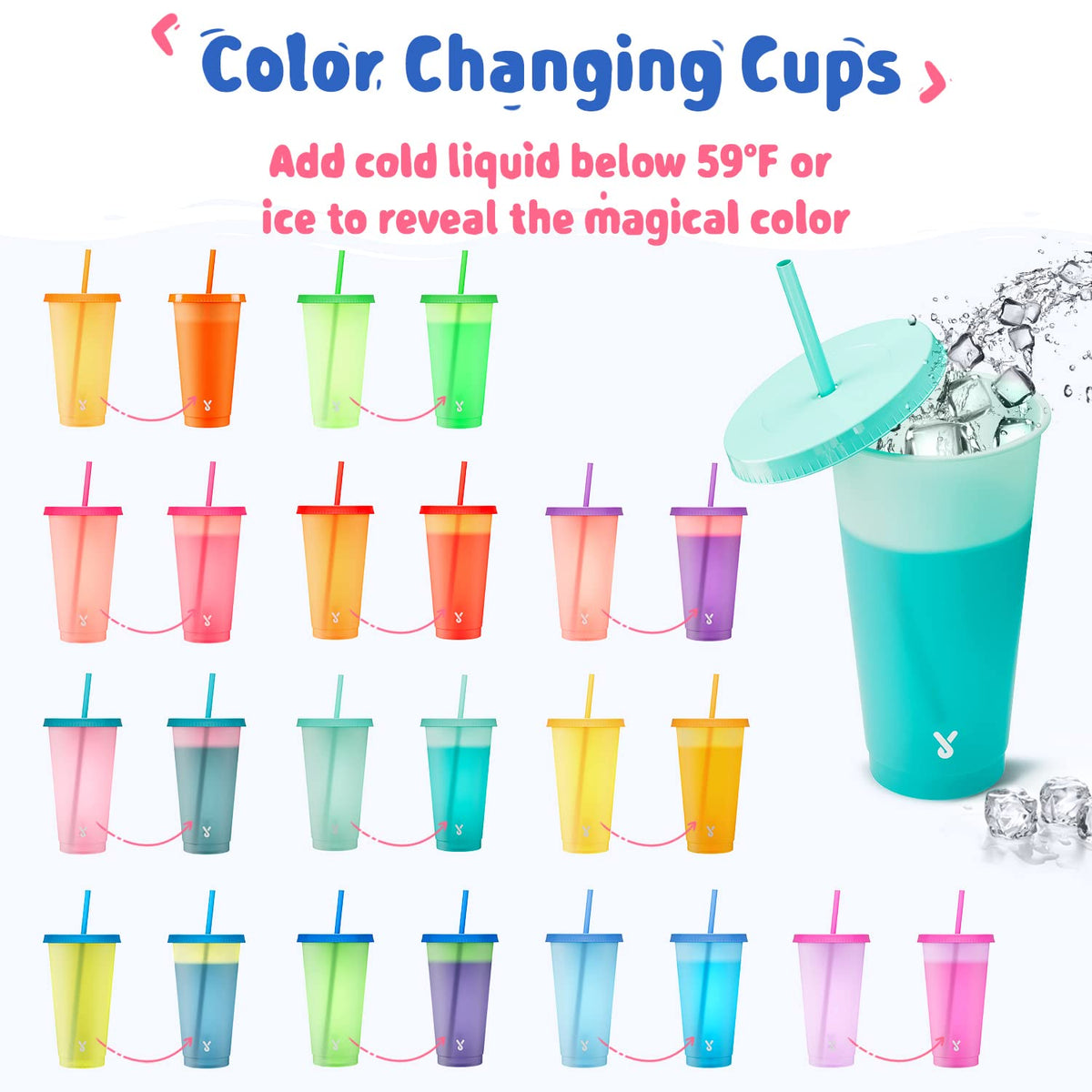Meoky 24 oz reusable cups ideal for parties, offering spill-resistant lids and easy gripping.