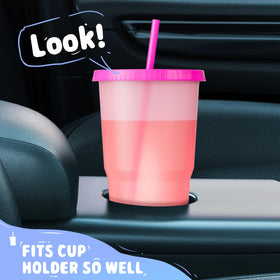 Cupholder-friendly 40oz tumbler from Meoky fits most car cupholders.