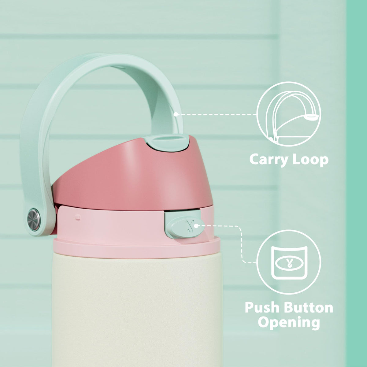 Meoky double-wall vacuum insulation preserves cold beverages for 24 hours.