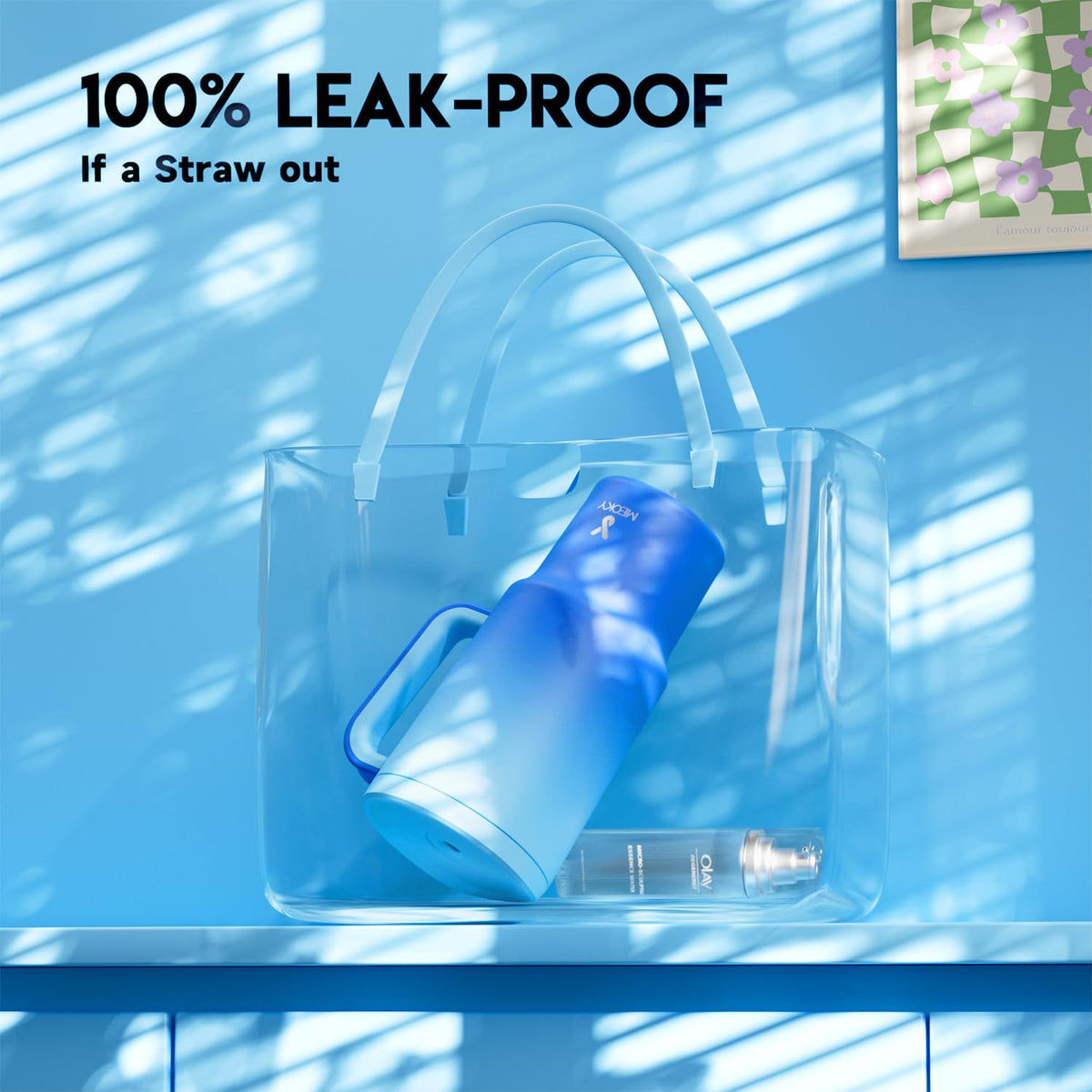 Meoky insulated stainless steel body keeps drinks at target temps.