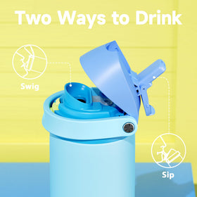 Close-up of leak-proof cap on Meoky bottle for spill-free transport.