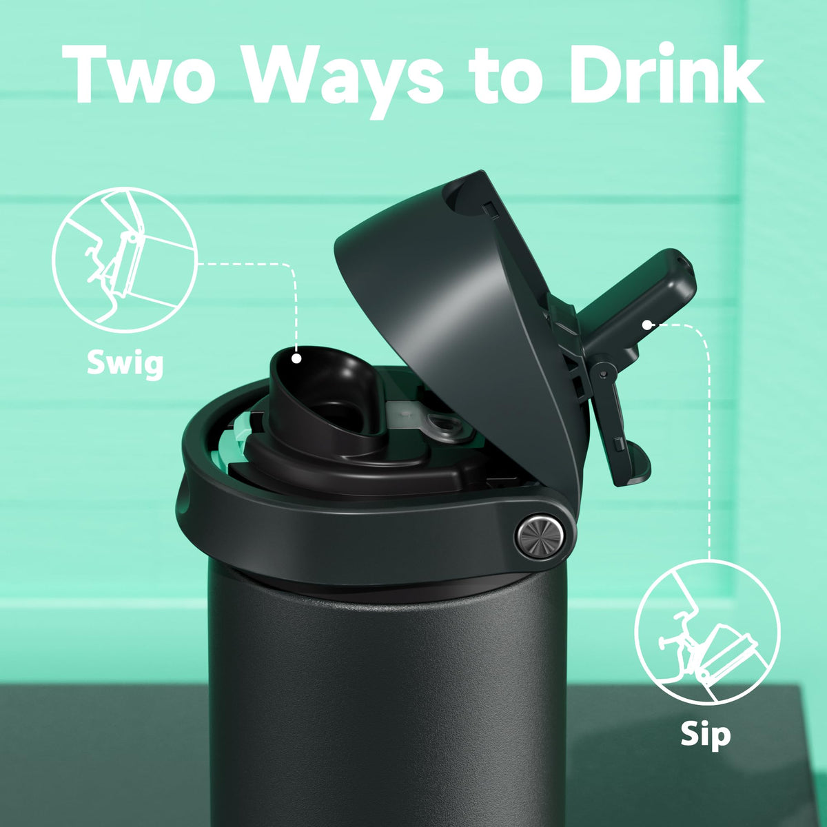 Meoky leak-proof lid with locking carry loop for secure transport