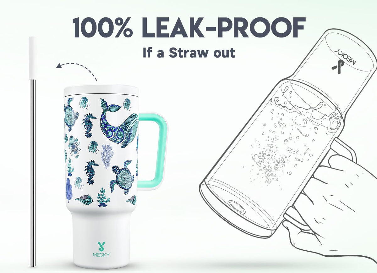 Meoky leak-proof lid keeps liquids secure during travel