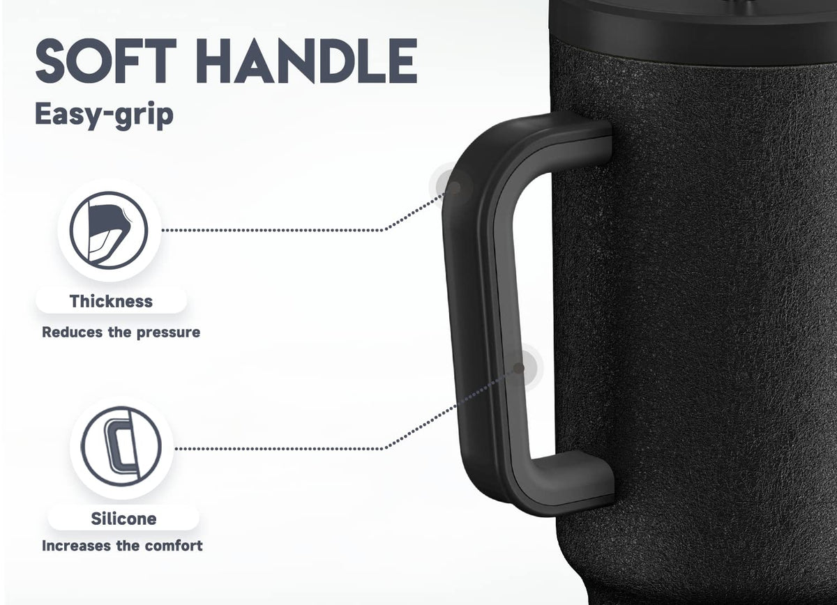 Meoky non-slip base keeps the cup stable on surfaces.
