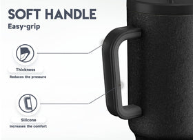 Meoky non-slip base keeps the cup stable on surfaces.