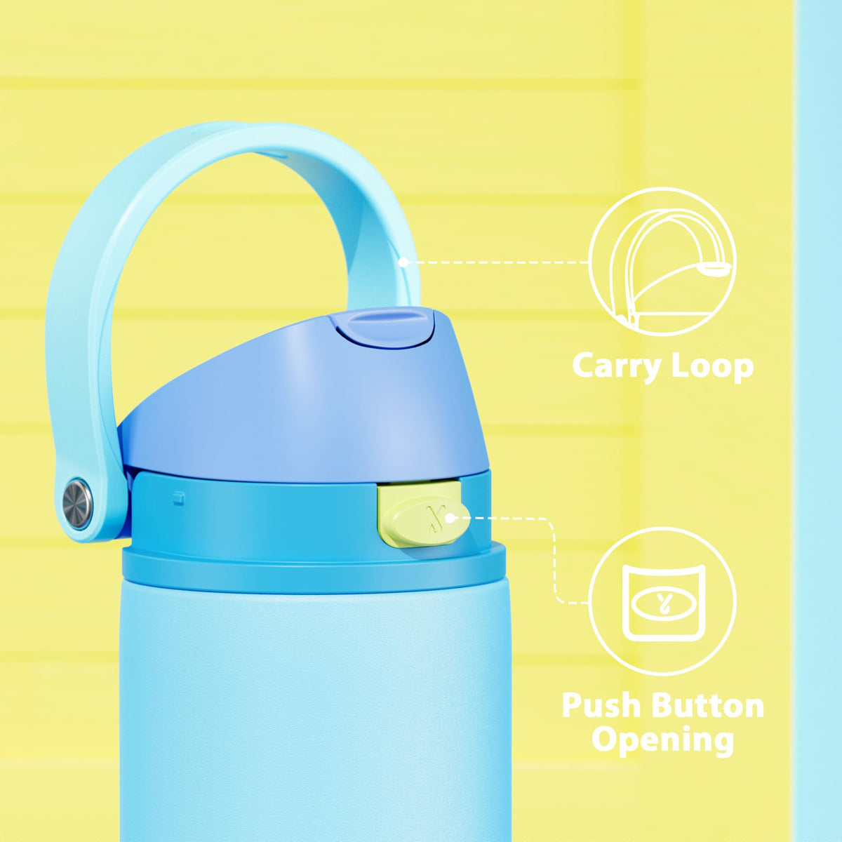 Protective silicone base on Meoky bottle guards against dents.