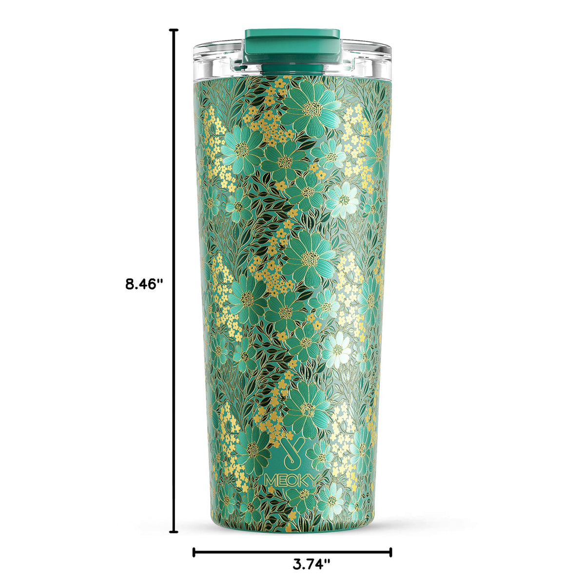 Meoky stainless steel insulated mug designed for temperature retention.