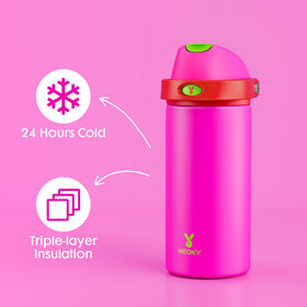 Meoky twenty-four-hours cold double-wall keeps drinks refreshingly cool all day.