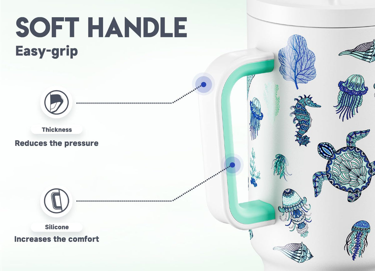 Meoky wide handle offers a comfy grip and reduced finger strain