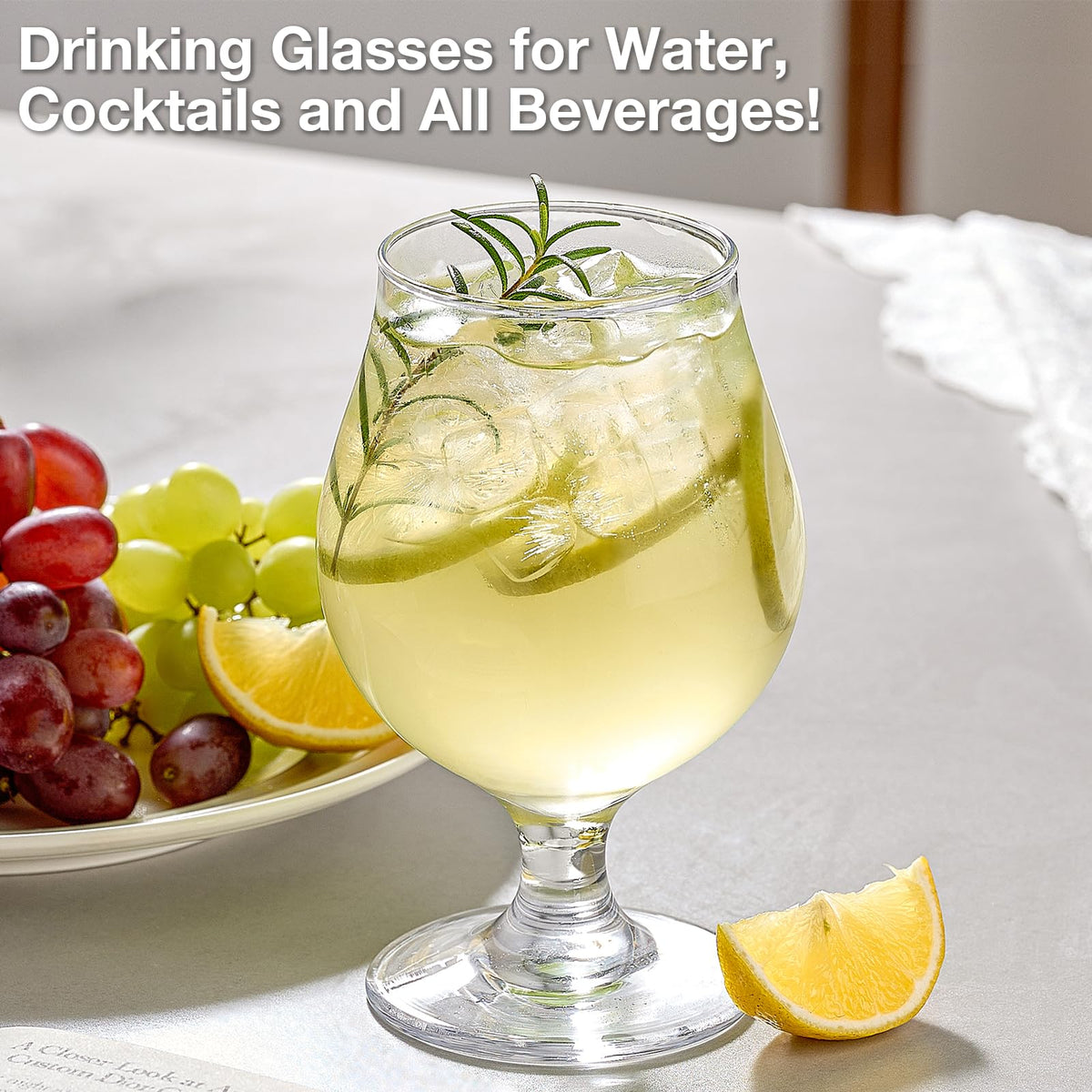 Aroma-enhancing tapered mouth of Meolibour beer glass for richer bouquet.