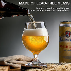 Thick-base Meolibour beer glass provides stability on surfaces.