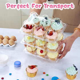 Meolibour clear cupcake tray showcases decorated treats while saving space