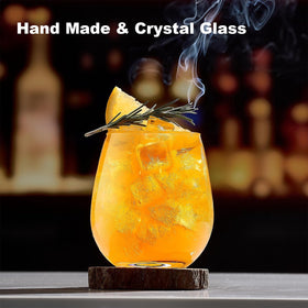 Meolibour crystal-clear tulip-bowl wine glasses promote aroma and elegant presentation.