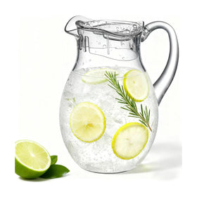 Meolibour small clear pitcher with lid for everyday beverages and easy pouring.
