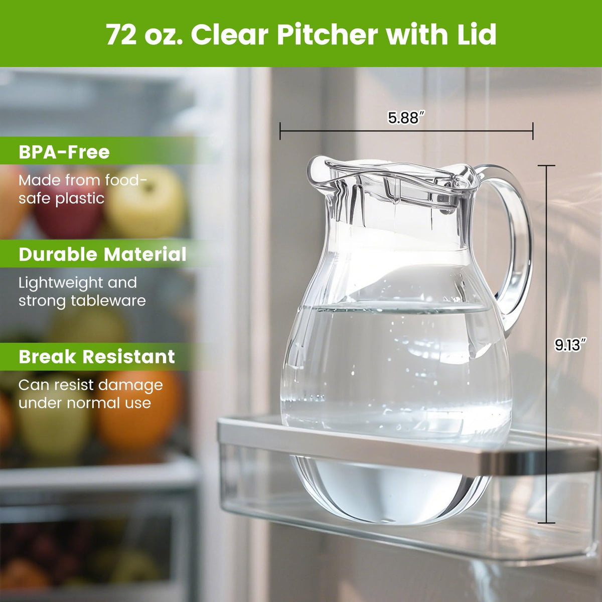 Meolibour shatter-proof pitcher ideal for iced tea and juice.