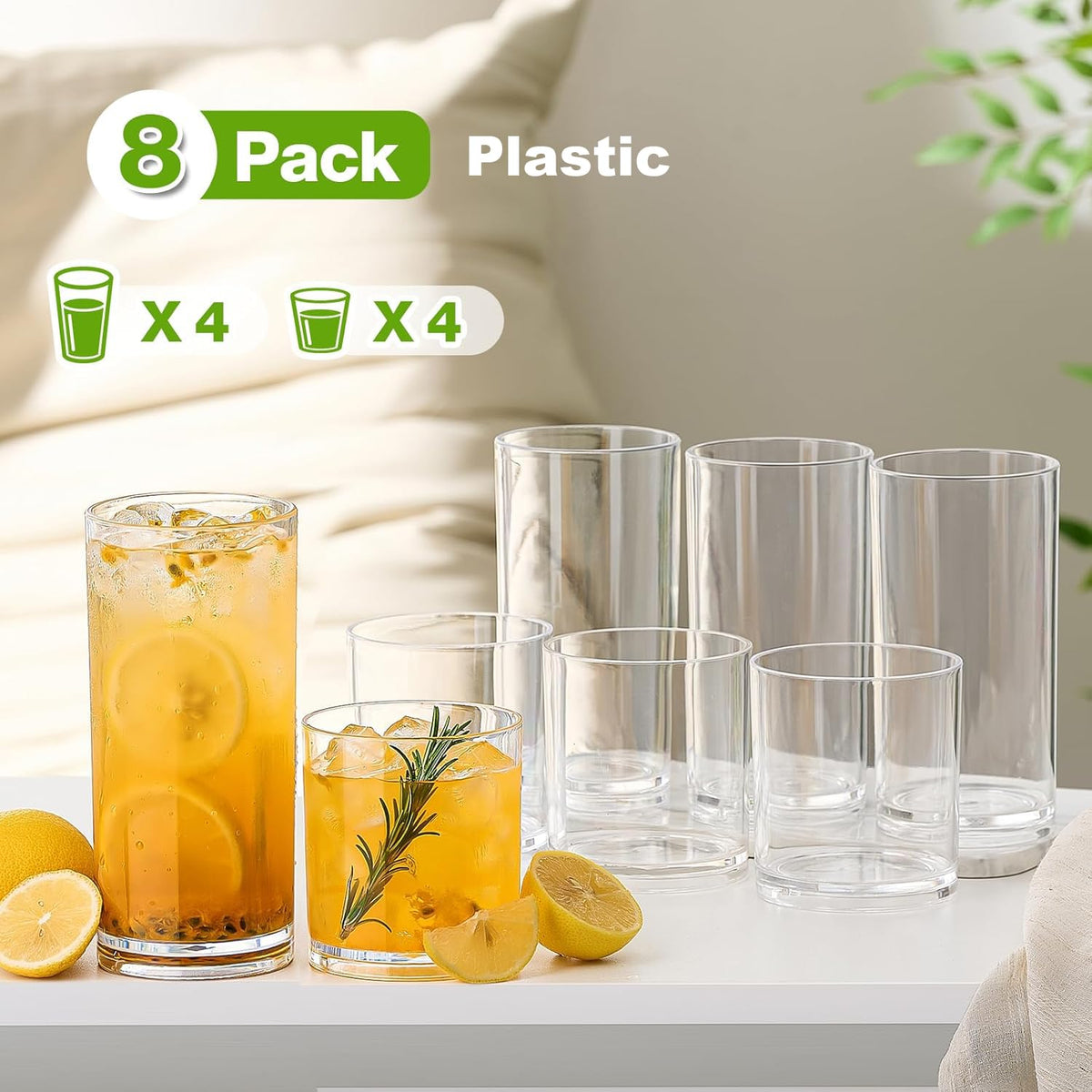Meolibour unbreakable 14oz rocks glass with crystal clarity, ideal for whiskey or juice