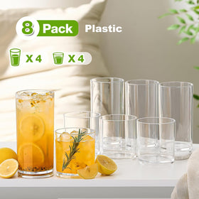 Meolibour unbreakable 14oz rocks glass with crystal clarity, ideal for whiskey or juice