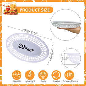 Meotakile oval basket with burgers demonstrates compact, tidy presentation.