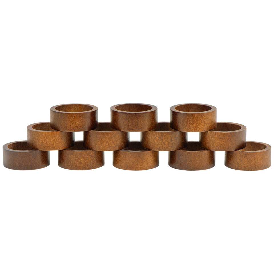 Meperper wooden napkin rings 12-pack for rustic table settings