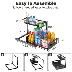 MERATIA bottom-drawer with quiet-rollers keeps cleaning supplies within arm's reach.
