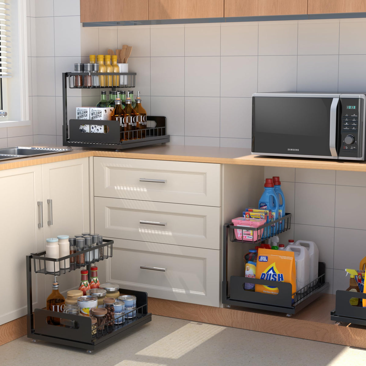 MERATIA versatile-storage ideal for bathroom, kitchen, laundry, and pantry organization.