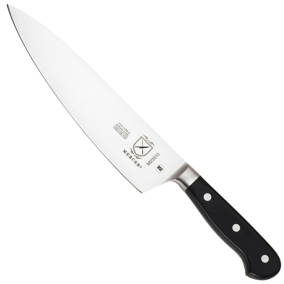 Mercer Renaissance blade close-up showing durable no-stain steel and sharp edge