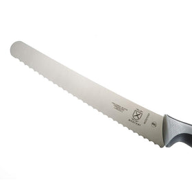 Mercer Culinary Millennia bread knife used to slice meatloaf with precision