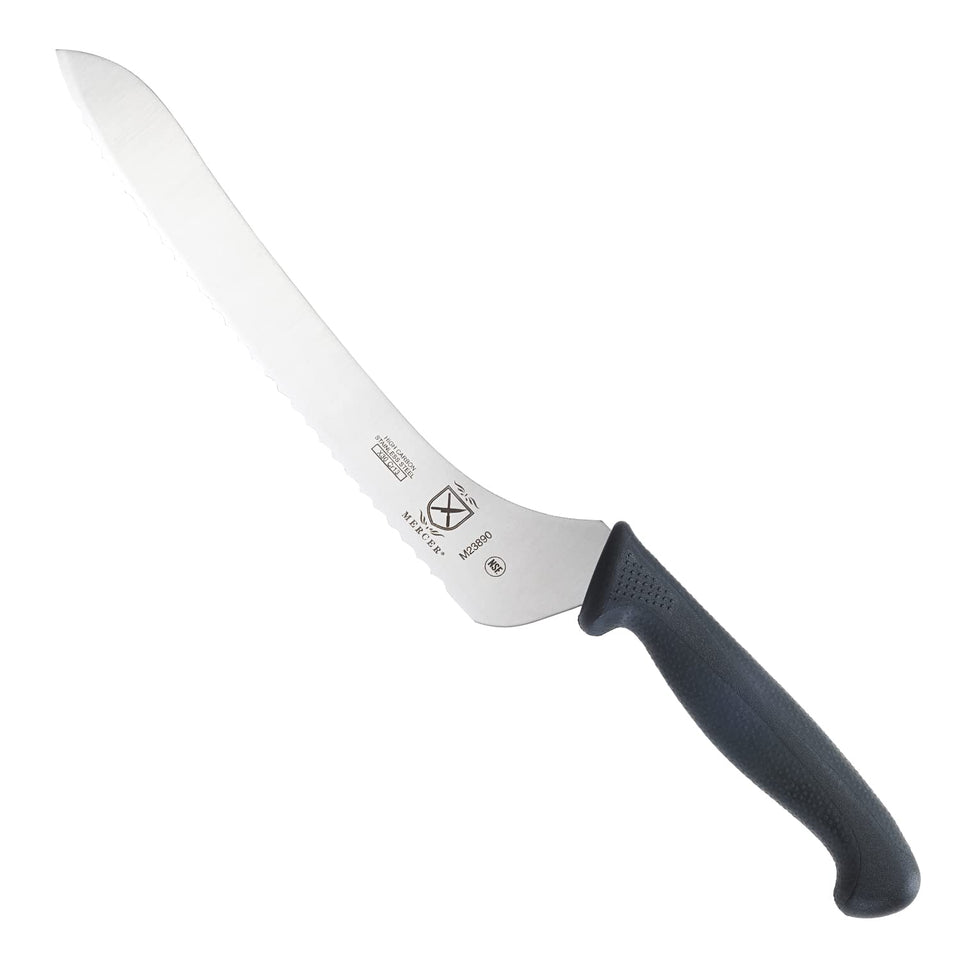 Mercer Culinary Millennia bread knife with teeth-edge close-up for clean crust slicing