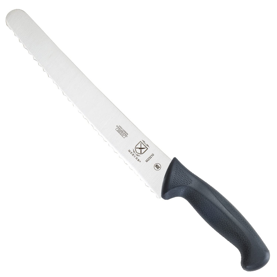 Mercer Culinary Millennia bread knife with wavy edge slices crusts cleanly.
