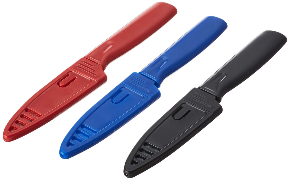 Mercer Culinary non-stick paring knife in red with ergonomic handle for precise peeling