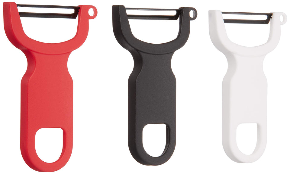 Mercer Culinary Y Swiss peeler blade close-up showing sharp high-carbon edge