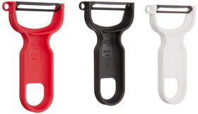 Mercer Culinary multicolor peeler set in kitchen ready for garnishes