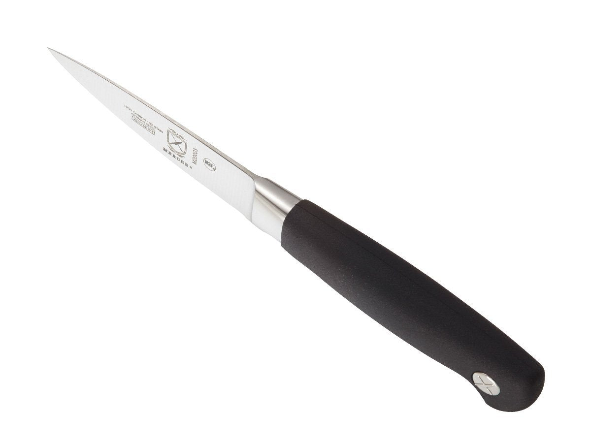 Mercer Genesis paring knife close-up showing ergonomic bolster and secure grip