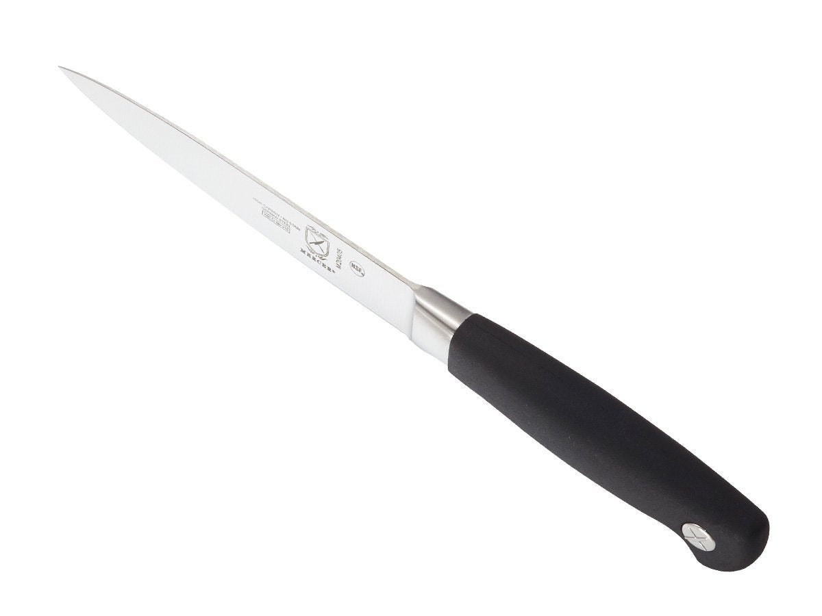 Mercer Genesis 5-In Utility Knife edge with hand-polished taper grind remains sharp.