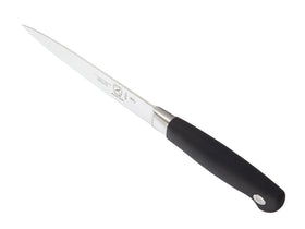Mercer Genesis 5-In Utility Knife edge with hand-polished taper grind remains sharp.