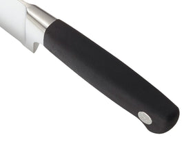 Mercer Genesis blade close-up reveals durable high-carbon steel and tapered edge.