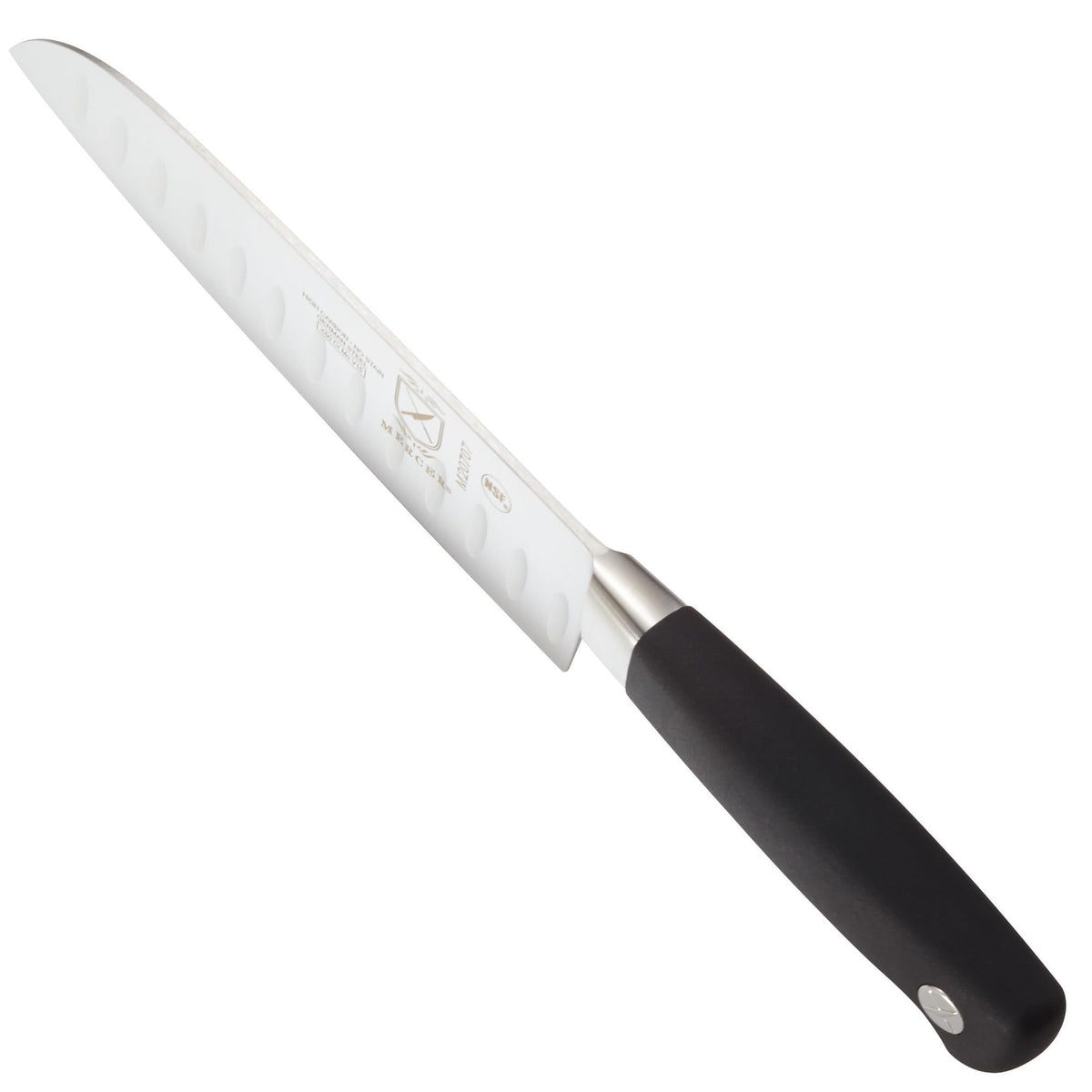 Mercer Genesis 7in Santoku hand-wash recommended to protect German steel.