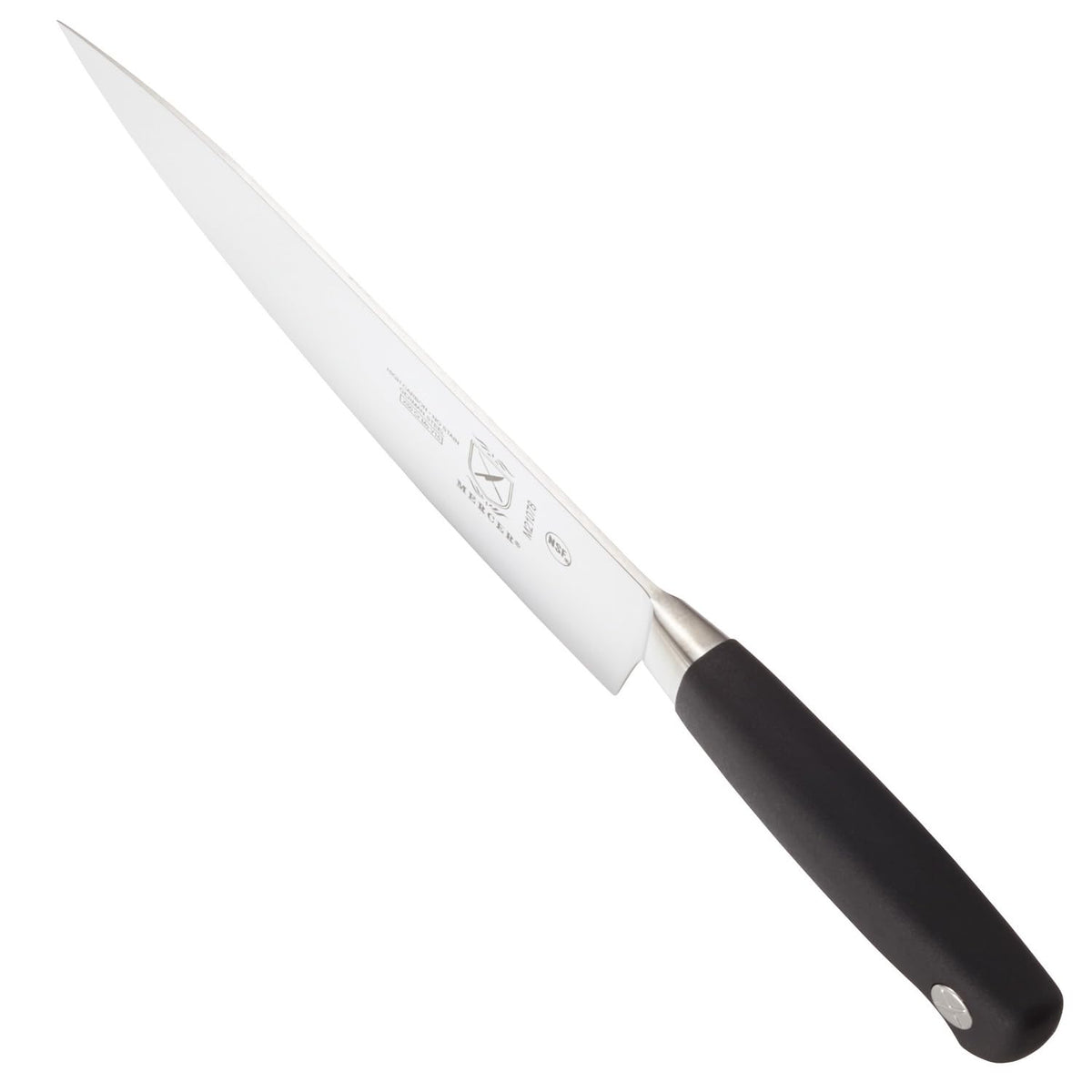 Mercer Genesis 8-Inch knife slicing fresh herbs for quick prep.