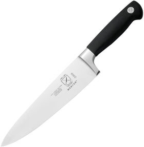 Mercer Genesis 8-Inch Chef's Knife blade close-up showing durability and precision