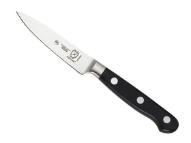 Mercer Renaissance paring knife blade close-up for precise fruit prep