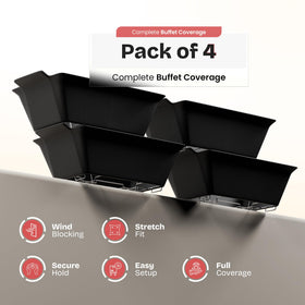 Merchlio wind guard maintains buffet aesthetics while shielding dishes from drafts.