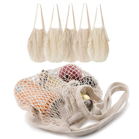 MERCURHOUSE cotton string bags folded compact for easy storage and portability.