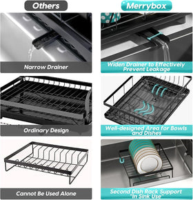 MERRYBOX dish drying rack offers easy assembly without tools in minutes.