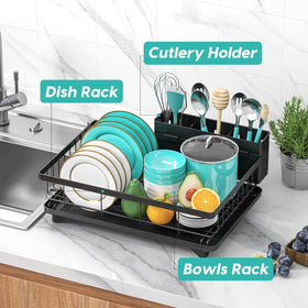 MERRYBOX dish drying rack has a sturdy structure that supports multiple dishes.