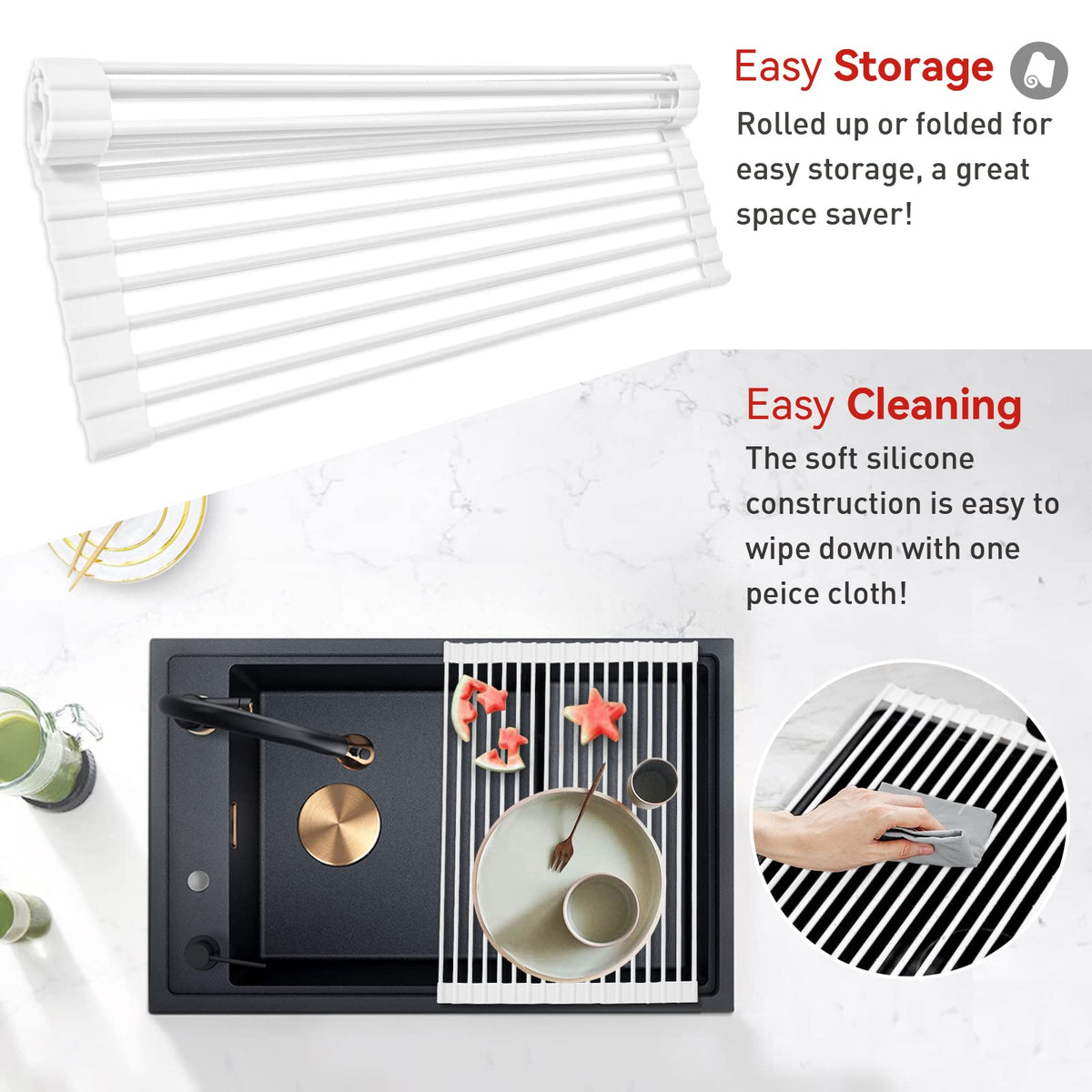 Measures 20.5 by 13 inches fits many sinks for efficient drying.