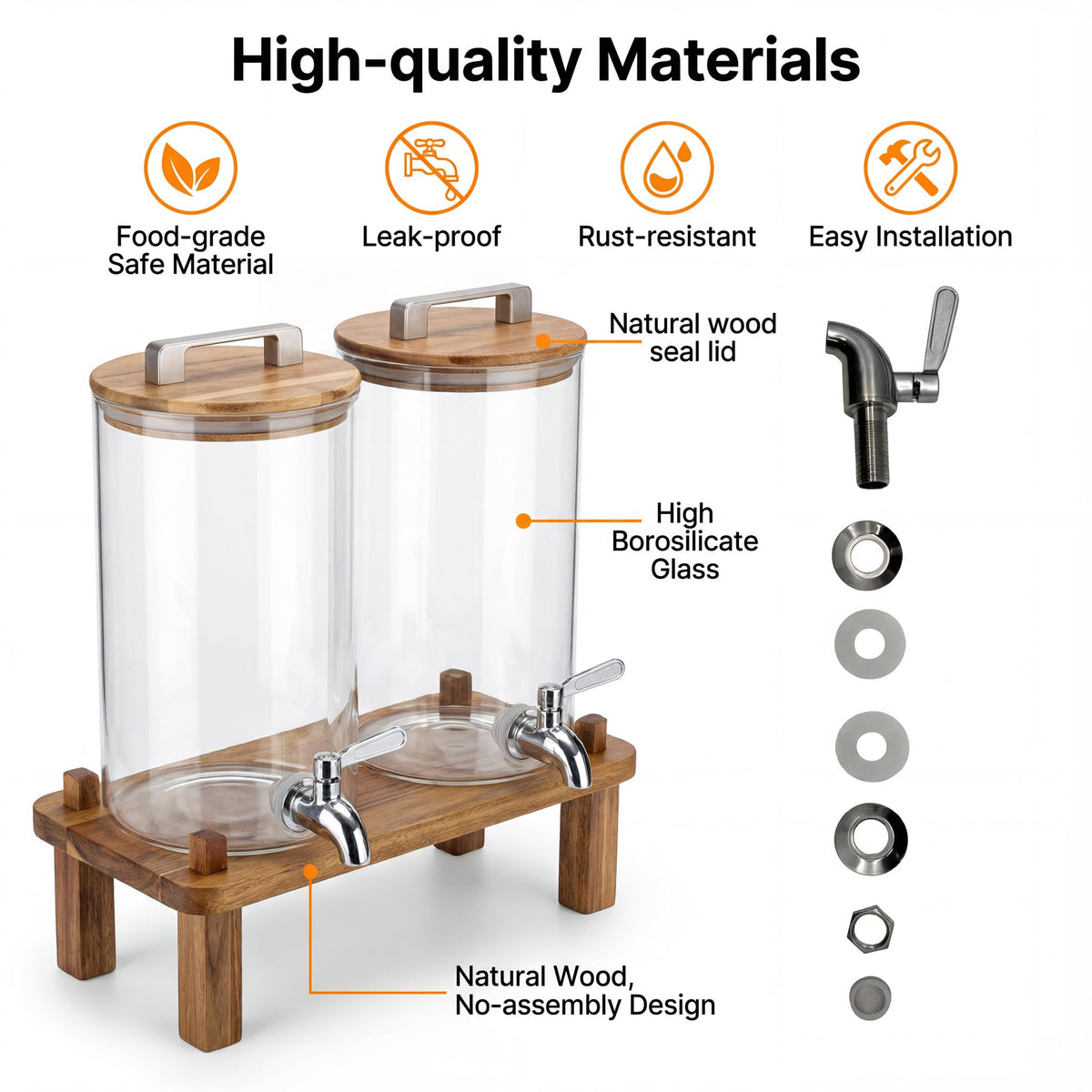 MerryNine stainless steel spigot with filter ensures clean pours