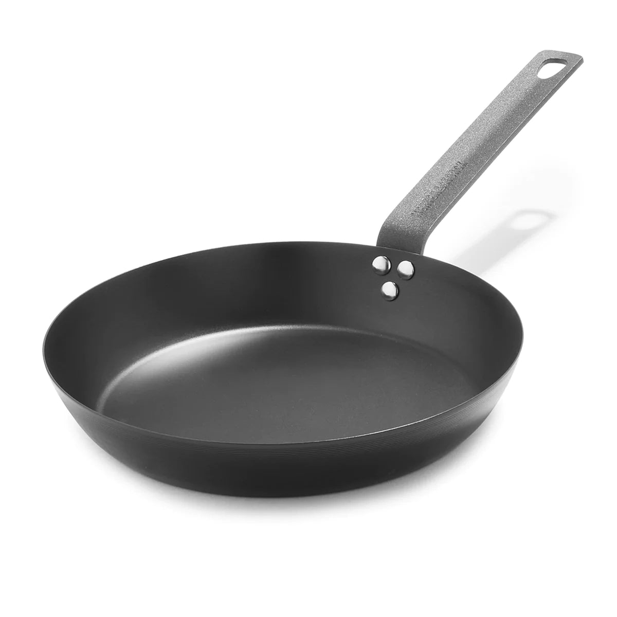 Merten & Storck 10-inch carbon steel frying pan, top view for fast, even-sear results.