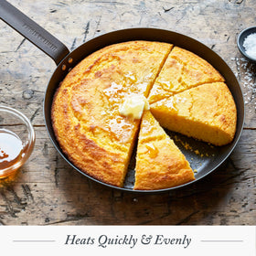 Oven-ready carbon steel skillet by Merten & Storck for finish cooking