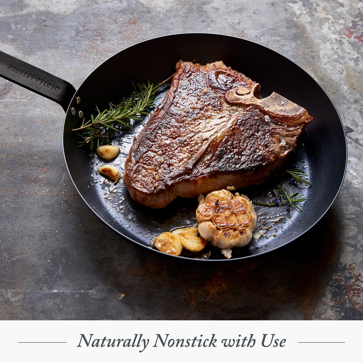 High-heat searing on open flame with the Merten & Storck skillet