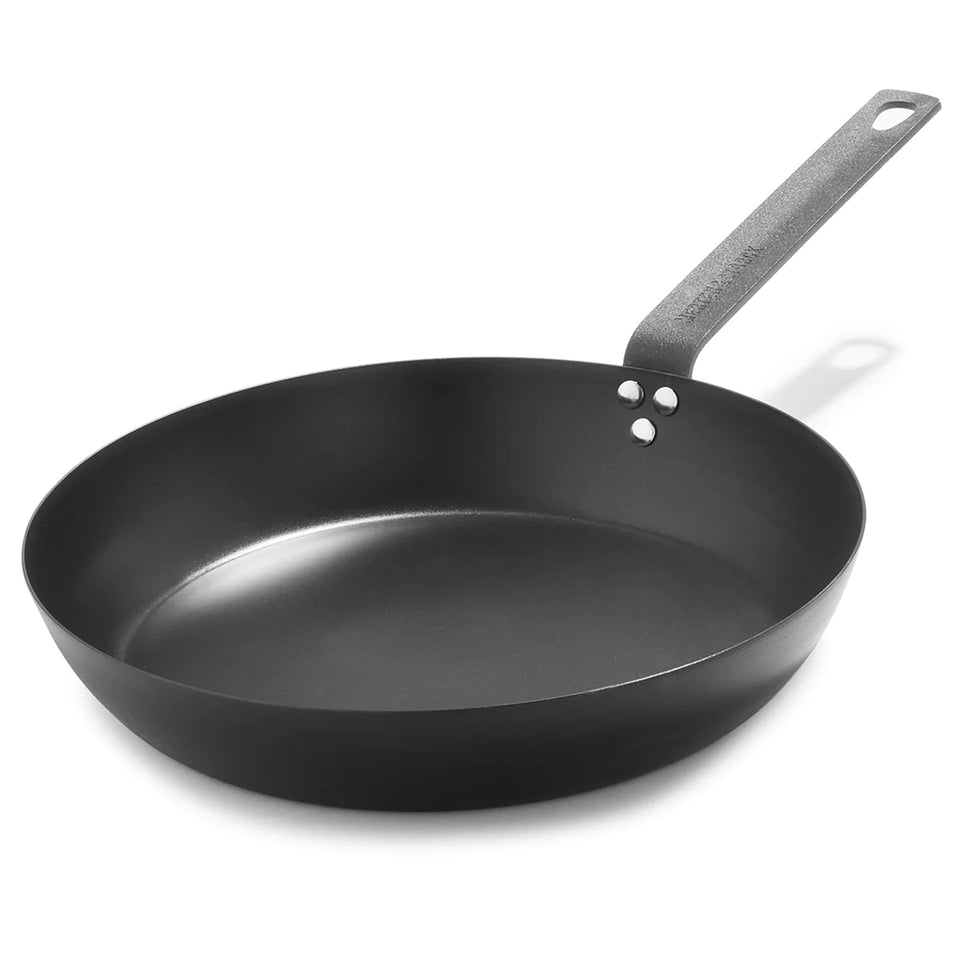 Merten & Storck 12-inch pre-seasoned carbon steel pan ready for immediate cooking